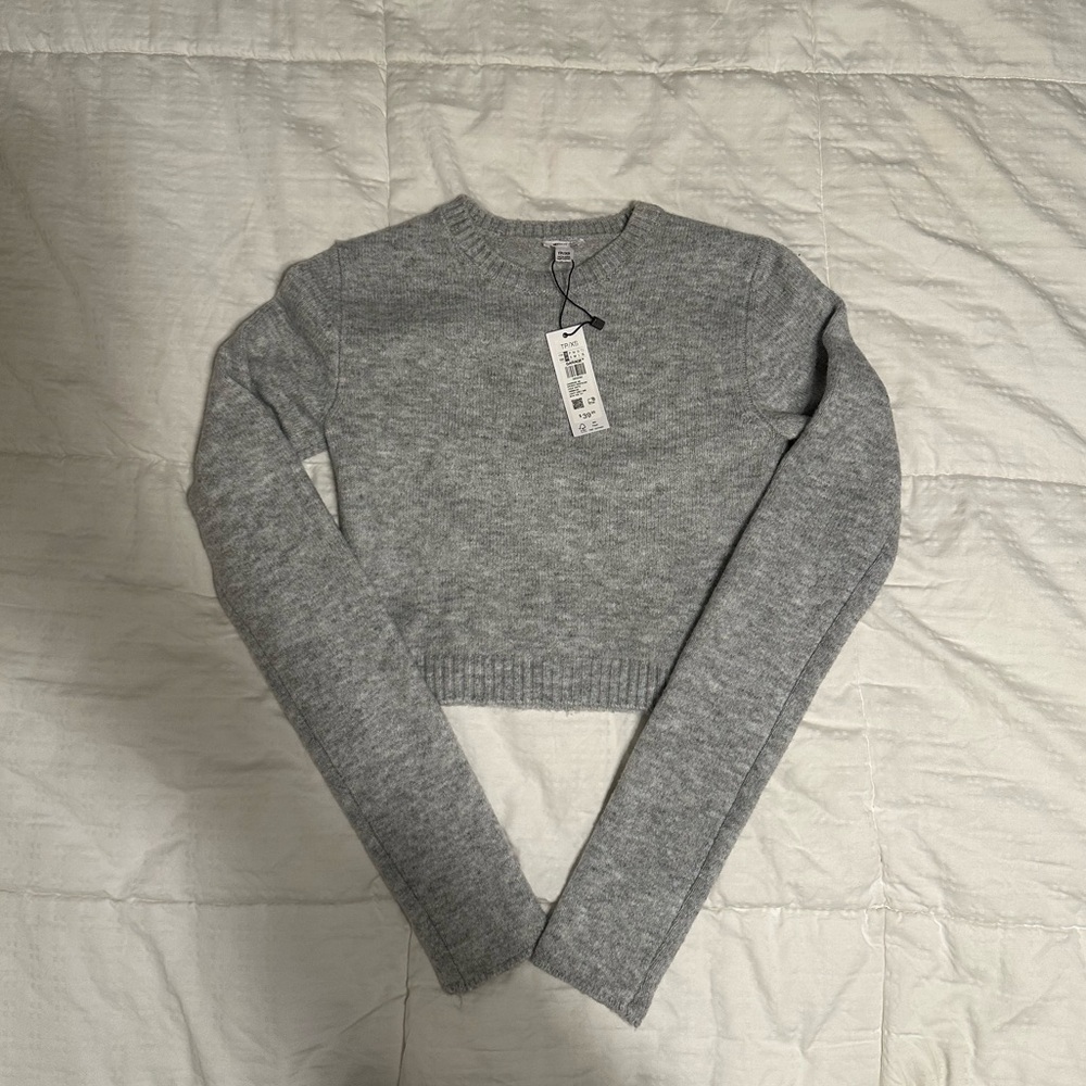 Garage Cropped Gray Sweater